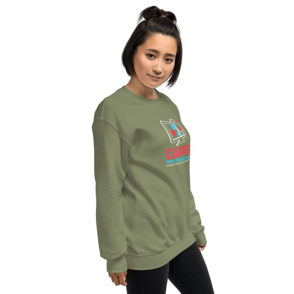 Unisex Crew Neck Sweatshirt Military Green Right Front 637A37F306Bcc