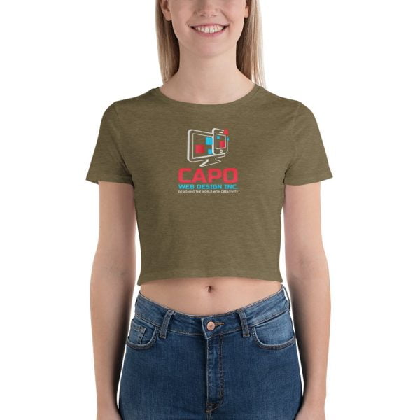 Womens Crop Tee Heather Olive Front 637A39D3D1Feb