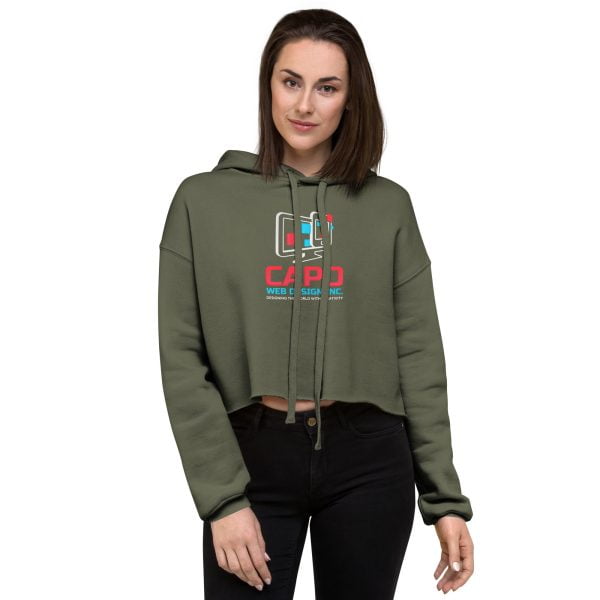 Womens Cropped Hoodie Military Green Front 637A3Ae4997Cf