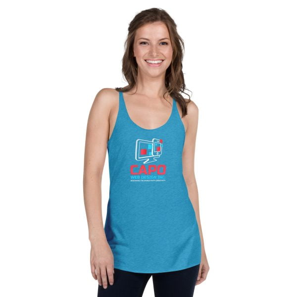 Womens Racerback Tank Top Vintage Turquoise Front 637A36A8365B0