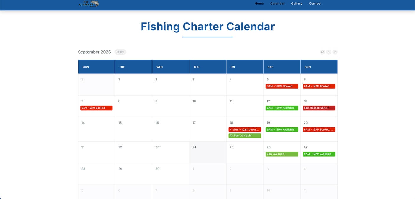 Fishing Vessel Coho Charters Website Developed by Capo Web Design