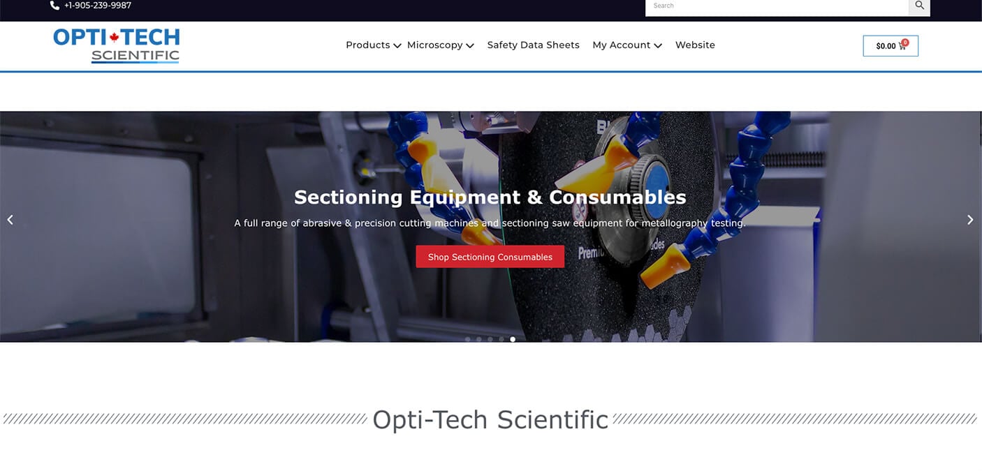 Opti-Tech Scientific WooCommerce Shop Developed by Capo Web Design