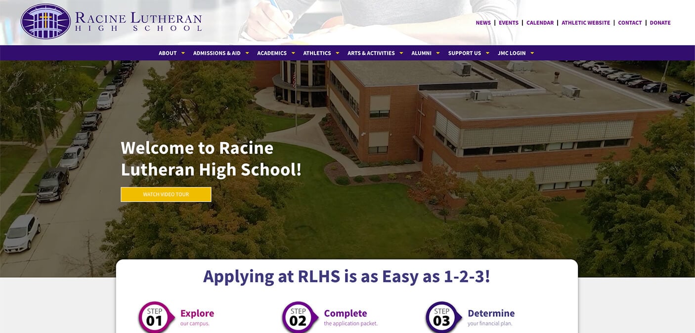Racine Lutheran High School website developed and maintained by Capo Web Design